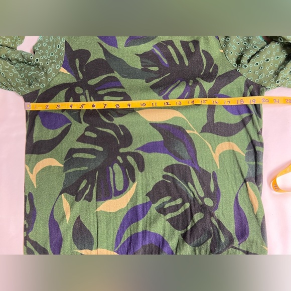 BLANK LONDON for ANTHROPOLOGIE Green and black Monstera knit sweater size S - Picture 15 of 16